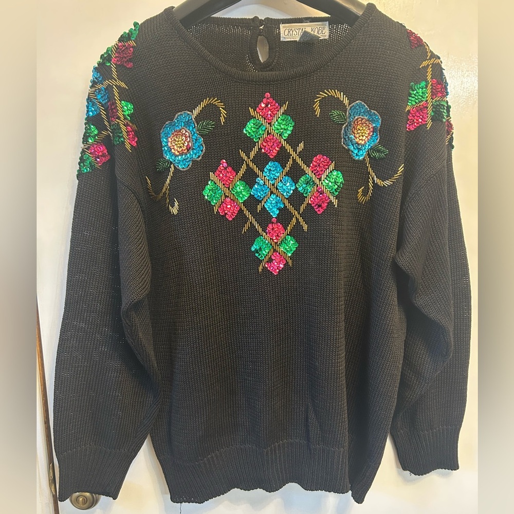 Crystal-Kobe Black Knit Top